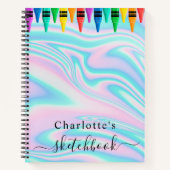 Schetsboek Holografisch Roze Druppels Meisje Notitieboek (Voorkant)