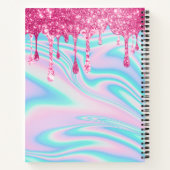 Schetsboek Holografisch Roze Druppels Meisje Notitieboek (Achterkant)