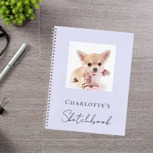 Schetsboek hond huisdier foto lavendel violet notitieboek