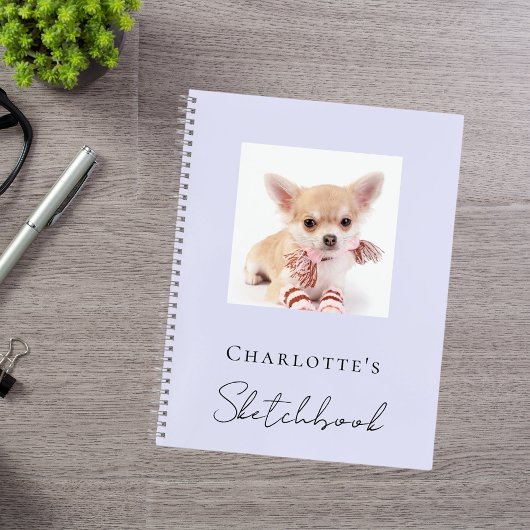 Schetsboek hond huisdier foto lavendel violet notitieboek
