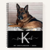 Schetsboek hond huisdier foto monogram notitieboek (Voorkant)