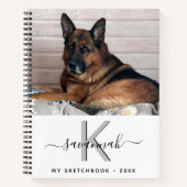 Schetsboek hond huisdier foto monogram notitieboek (Voorkant)