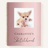 Schetsboek hond huisdier foto roze notitieboek (Voorkant)