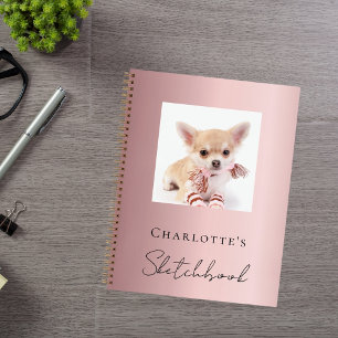 Schetsboek hond huisdier foto roze notitieboek