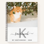 Schetsboek kat huisdier foto monogram notitieboek (Voorkant)