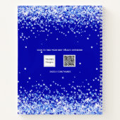 Schetsboek koninklijk blauw confetti naamschrift notitieboek (Achterkant)