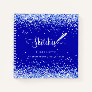 Schetsboek koninklijk blauw naam script notitieboek