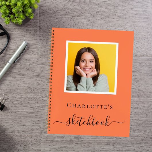 Schetsboek koraal oranje foto typografie notitieboek