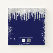 Schetsboek marine blauw wit monogram naam notitieboek (Achterkant)