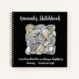 Schetsboek met de Hand Getekende Doodle en Citaat Notitieboek
