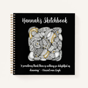 Schetsboek met de Hand Getekende Doodle en Citaat Notitieboek
