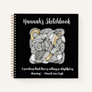 Schetsboek met de Hand Getekende Doodle en Citaat Notitieboek