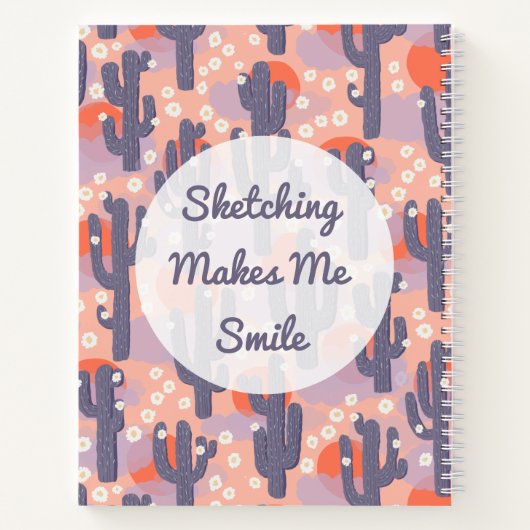 Schetsboek Moderne Cactus Gepersonaliseerd Notitieboek (Achterkant)