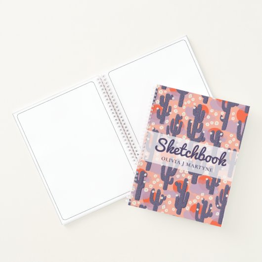 Schetsboek Moderne Cactus Gepersonaliseerd Notitieboek (Binnen)