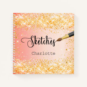 Schetsboek oranje goudverf notitieboek