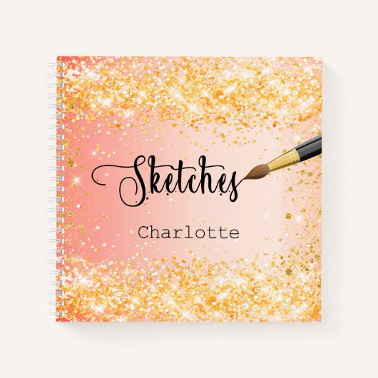 Schetsboek oranje goudverf notitieboek (Voorkant)