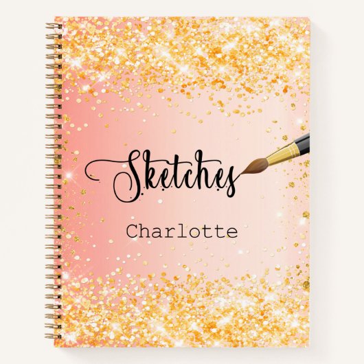 Schetsboek oranje goudverf notitieboek (Voorkant)