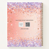 Schetsboek oranje paars roos goudverf notitieboek (Achterkant)