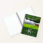 Schetsboek paard foto groen monogram notitieboek (Binnen)