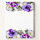 Schetsboek paarse bloemen wit monogram notitieboek (Achterkant)