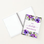 Schetsboek paarse bloemen wit monogram notitieboek (Binnen)