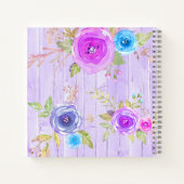Schetsboek paarse bloemenschrift waterverf rustiek notitieboek (Achterkant)