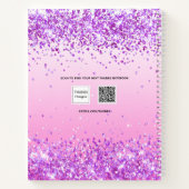 Schetsboek paarse roze confetti naam verf notitieboek (Achterkant)