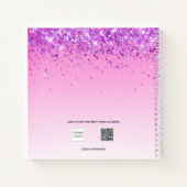 Schetsboek paarse roze glitter naam verf notitieboek (Achterkant)