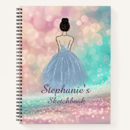 Schetsboek Pastel Gradient Glitter Rainbow Bokeh Notitieboek