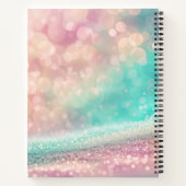 Schetsboek Pastel Gradient Glitter Rainbow Bokeh Notitieboek (Achterkant)