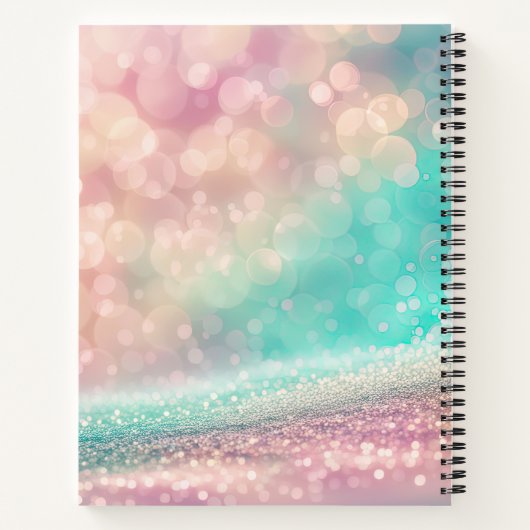 Schetsboek Pastel Gradient Glitter Rainbow Bokeh Notitieboek (Achterkant)