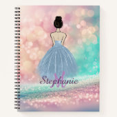 Schetsboek Pastel Gradient Glitter Rainbow Bokeh Notitieboek (Voorkant)