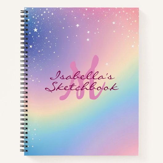 Schetsboek Rainbow Unicorn Glitter Notitieboek (Voorkant)