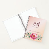 Schetsboek roos gouden roze bloemmonogram notitieboek (Binnen)