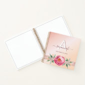 Schetsboek roos goudflormonogram notitieboek (Binnen)