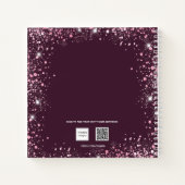 Schetsboek roze bordeaux bloemen glitter notitieboek (Achterkant)