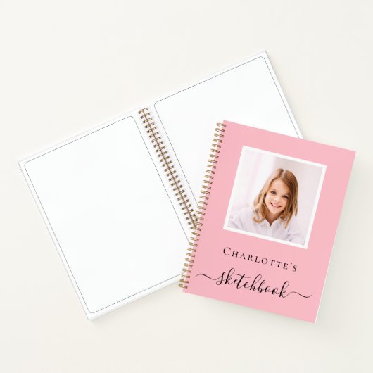 Schetsboek roze foto kinderen kinderen typografie notitieboek (Binnen)