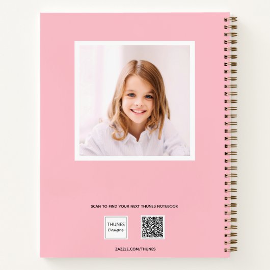 Schetsboek roze foto kinderen kinderen typografie notitieboek (Achterkant)