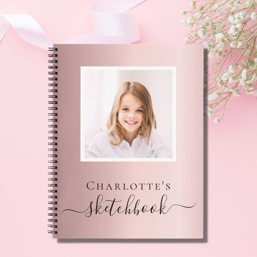 Schetsboek roze foto kinderen kinderen typografie notitieboek