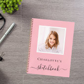 Schetsboek roze foto kinderen kinderen typografie notitieboek