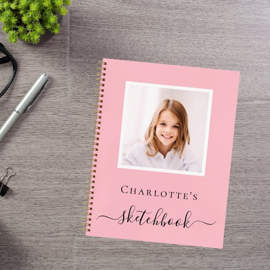 Schetsboek roze foto kinderen kinderen typografie notitieboek