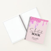 Schetsboek Roze Glitter Drips School Jouw naam Notitieboek (Binnen)