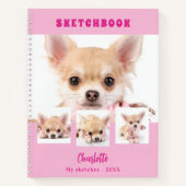 Schetsboek roze hond fotocollage notitieboek (Voorkant)