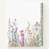 Schetsboek roze paarse blauwe wilde bloemen notitieboek (Achterkant)