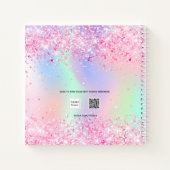Schetsboek roze paarse holografische naam notitieboek (Achterkant)