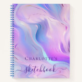 Schetsboek roze paarse holografische schrift notitieboek (Voorkant)