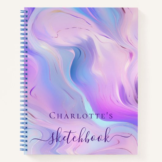 Schetsboek roze paarse holografische schrift notitieboek (Voorkant)