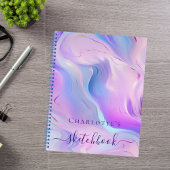Schetsboek roze paarse holografische schrift notitieboek
