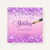 Schetsboek roze paarse verfkwast notitieboek (Voorkant)