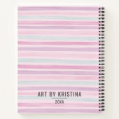 Schetsboek Schattigee Roze Waterverf Streep Notitieboek (Achterkant)